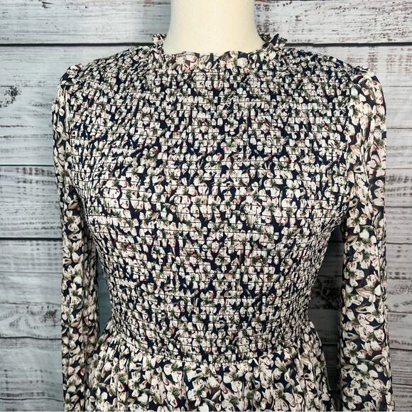 Lulus Medium Floral Forever Navy Blue Floral Print Smocked Skater Dress - Picture 5 of 15